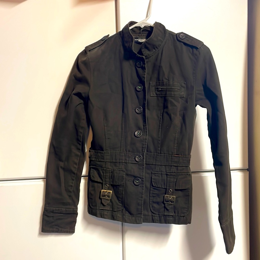 Green military jacket
